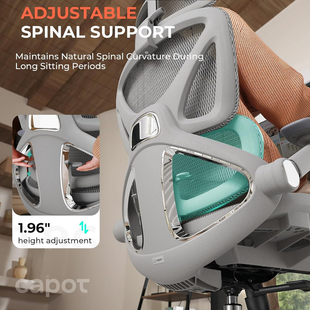 Chaise de bureau ergonomique en maille avec dossier haut réglable lombaire, capacité de charge de 400 lb