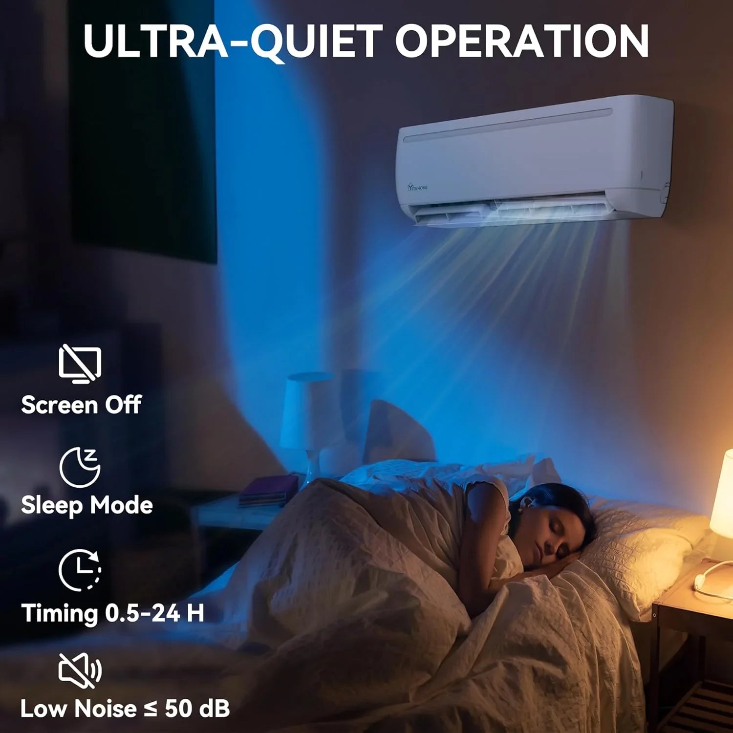 Climatiseur mini-split de 12 000 BTU avec pompe à chaleur, Wi-Fi, 20 SEER2, 115 V, sans conduit, refroidissement jusqu'à 750 pi².