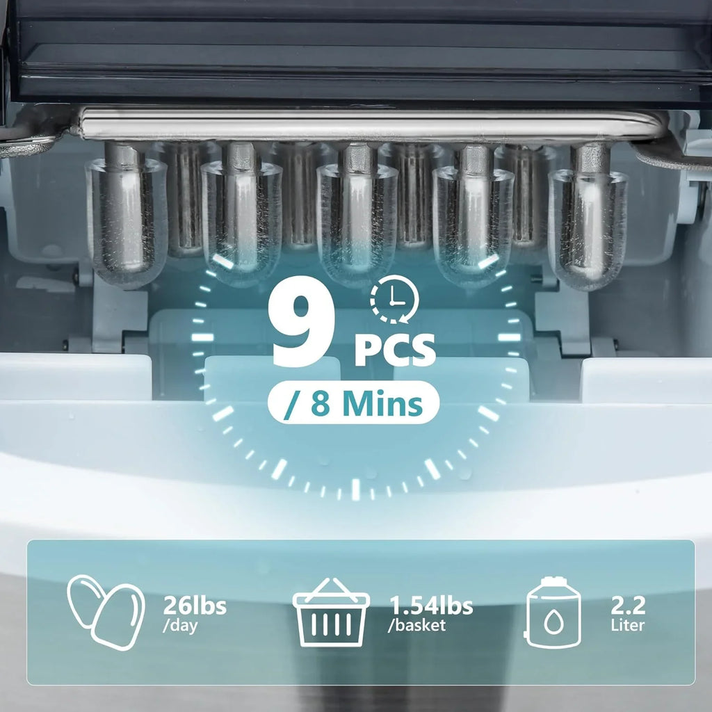 EUHOMY Machine à glaçons granulés de comptoir avec poignée, prête en 6 minutes