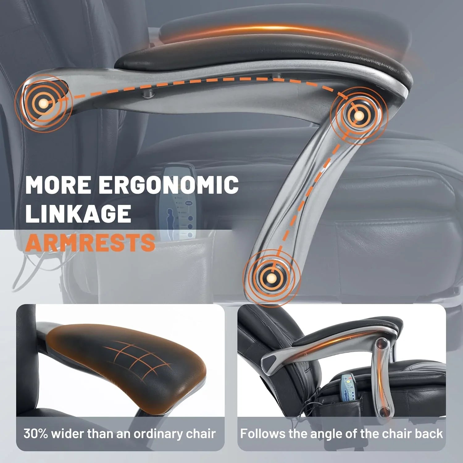 Fauteuil de bureau massant avec chauffage et repose-pieds Fauteuil de bureau ergonomique inclinable pour cadres