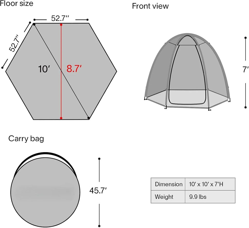 Gazebo à écran, peut accueillir 6 à 10 à 15 personnes Tente à baldaquin de style igloo avec moustiquaire sur les côtés Parfait pour le jardin, la terrasse, l'arrière-cour