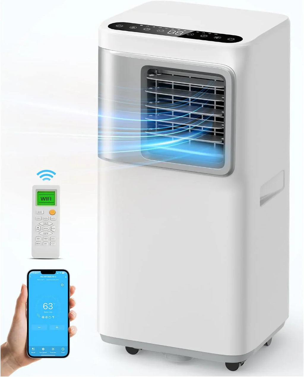 Climatiseur portable - 16 000 BTU - Unité de climatisation 5 en 1 Wi-Fi Smart AC