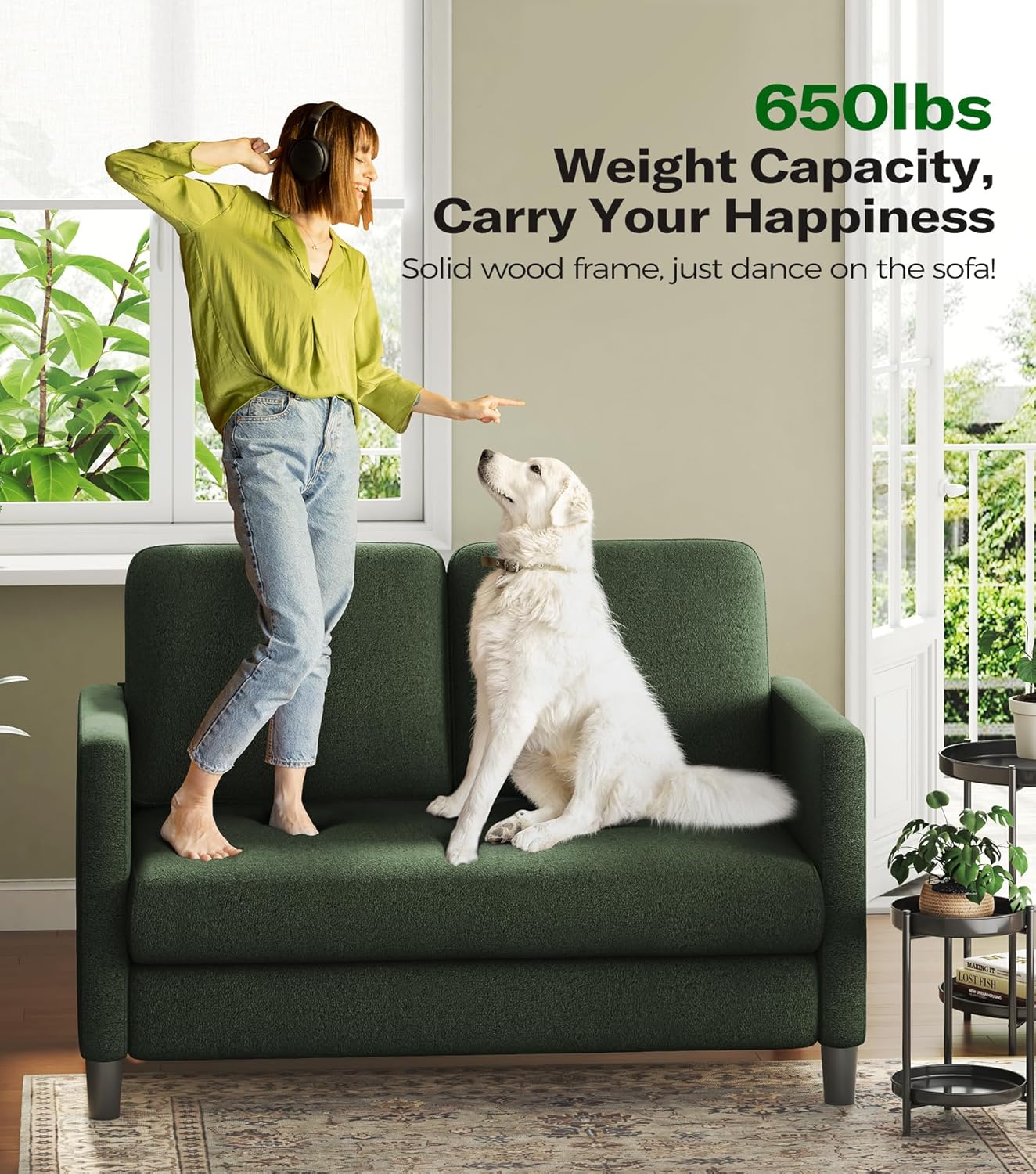 Causeuse de 51 pouces, causeuse confortable en velours côtelé