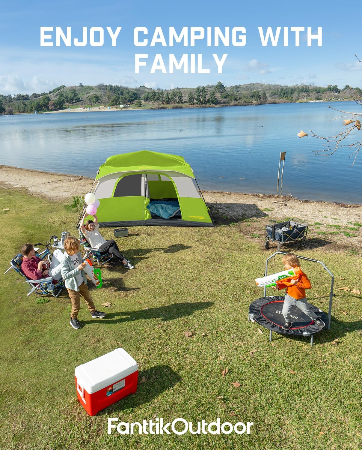 Tente de camping portable pour 4/6/8/10 personnes avec cabine instantanée et résistante à la pluie et au vent