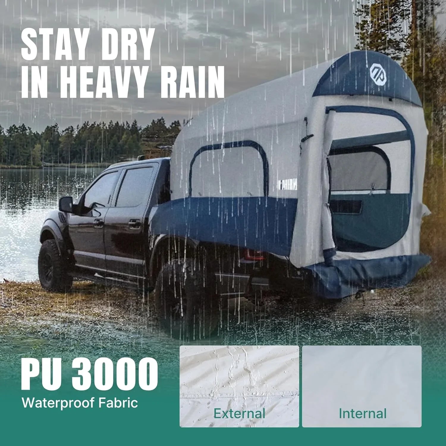 Tente de camion gonflable de 1,6 à 2,4 m, adaptée à 2+1 personnes/famille