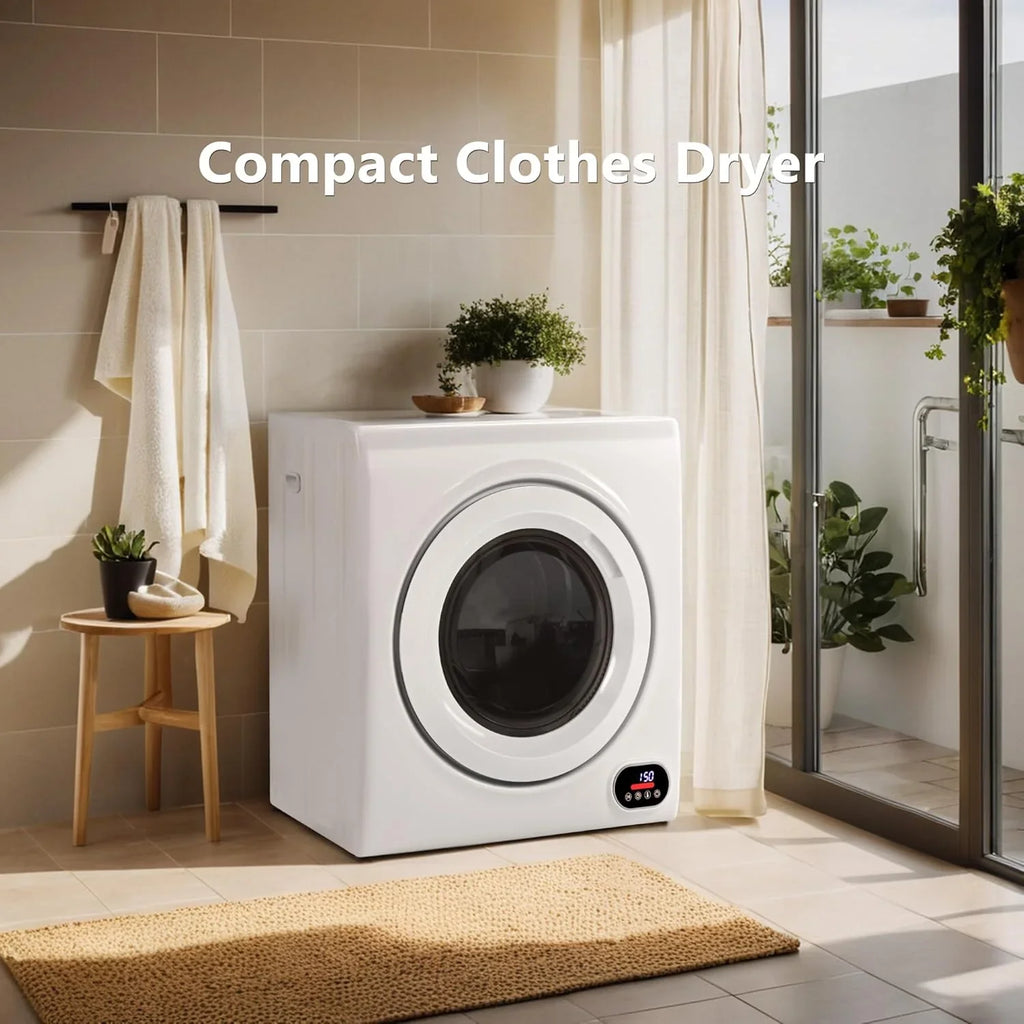 Sèche-linge compact, 3,5 pieds cubes, chargement frontal, acier inoxydable, avec tuyau d'évacuation, 1500 watts, panneau de commande LCD, sèche-linge portable à quatre fonctions