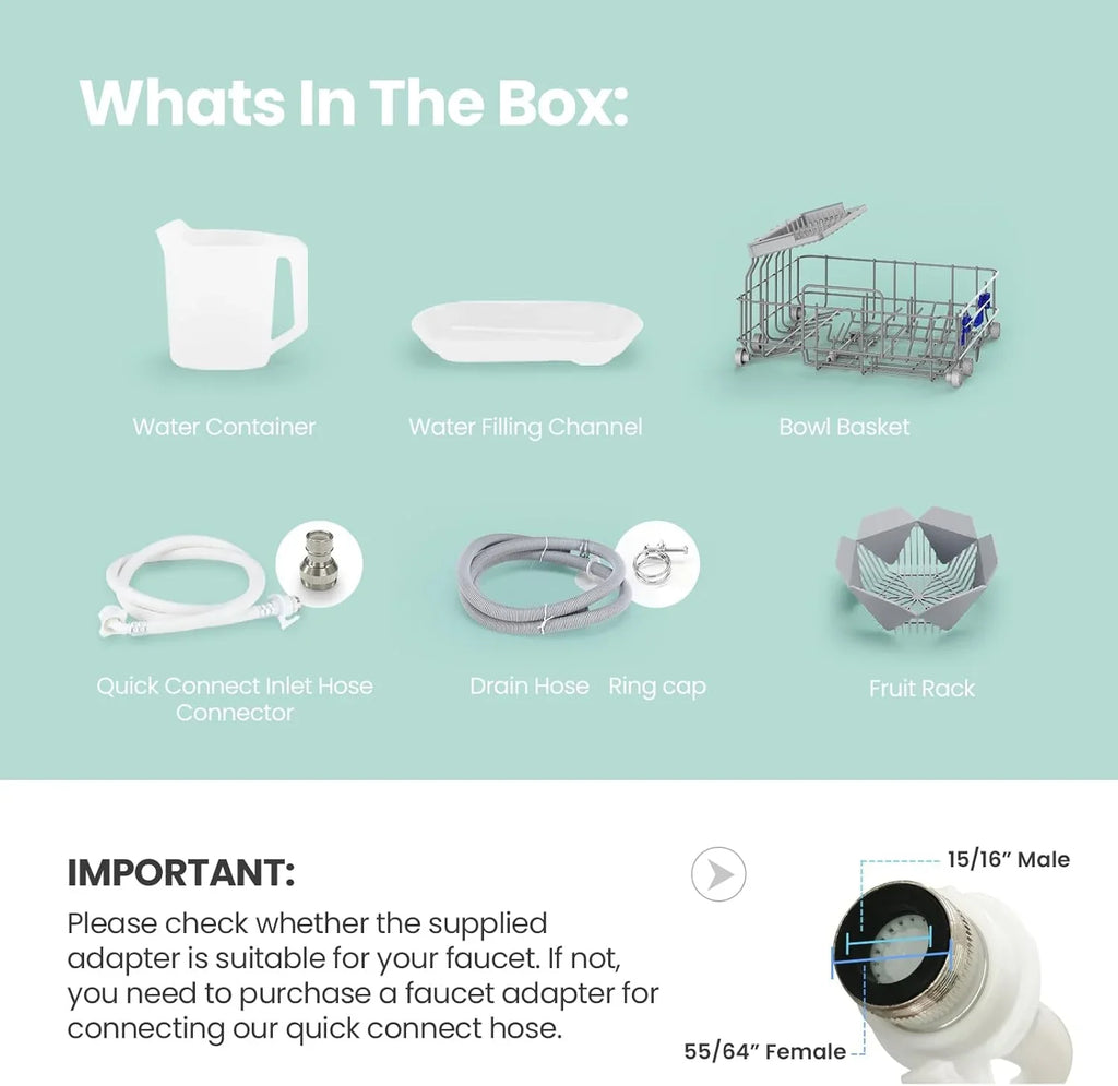 Lave-vaisselle portable de comptoir COMFEE avec réservoir d'eau intégré de 5 L