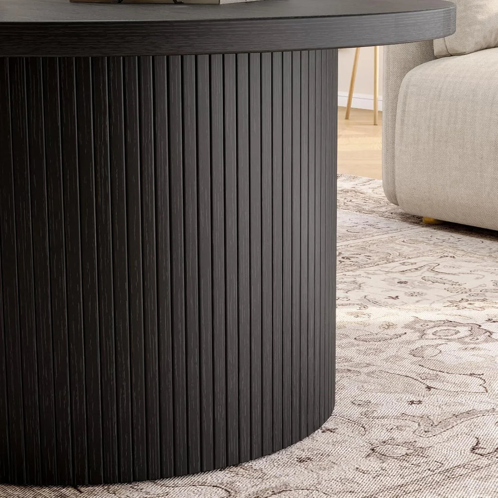 Table basse ronde de 31,5 pouces, table basse enroulable de salon, table basse en bois moderne du milieu du siècle