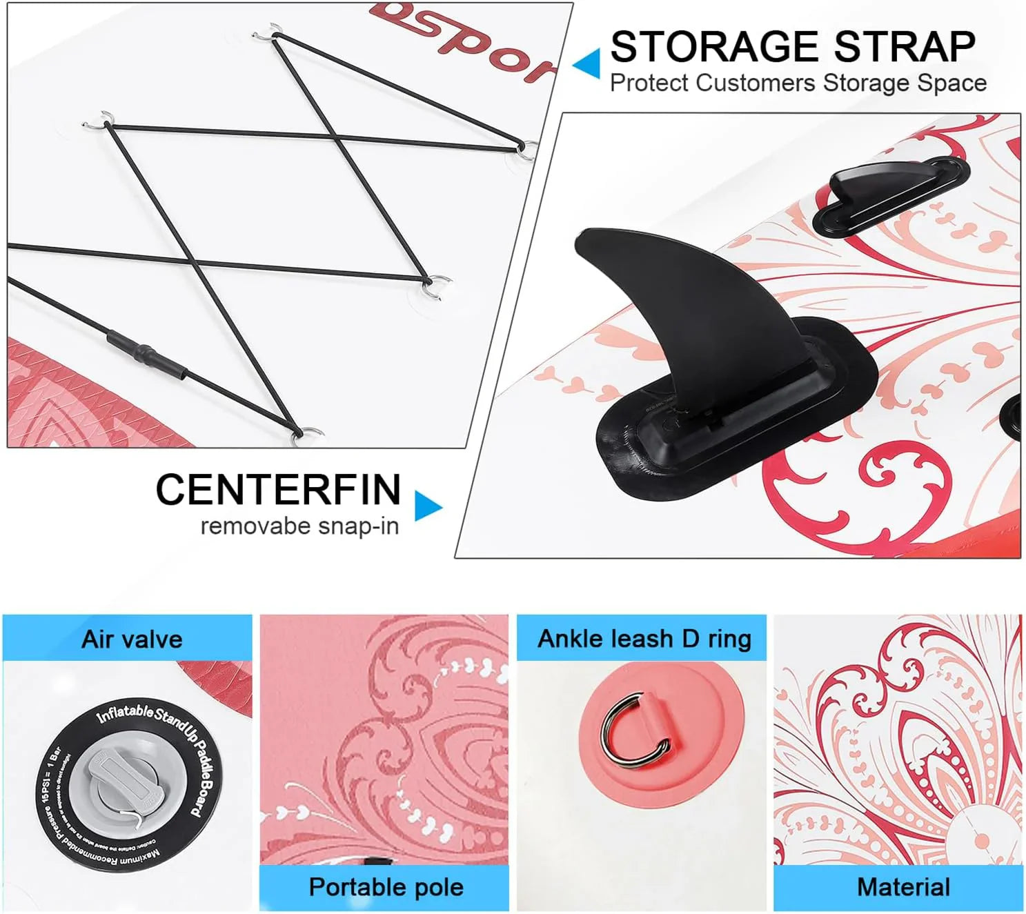Planche de stand up paddle FBSPORT Premium 11', planche de yoga, contrôle du surf, pont antidérapant, attache, pagaie et pompe