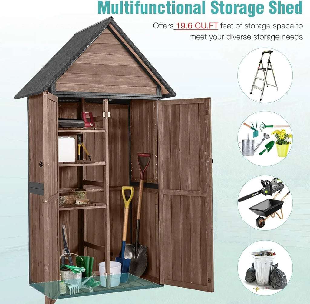 Sheds Outdoor Storage Garden Shed with Metal Frame Structure and Adjustable Shelves Large Capacity Storage Tool Cabinet Box