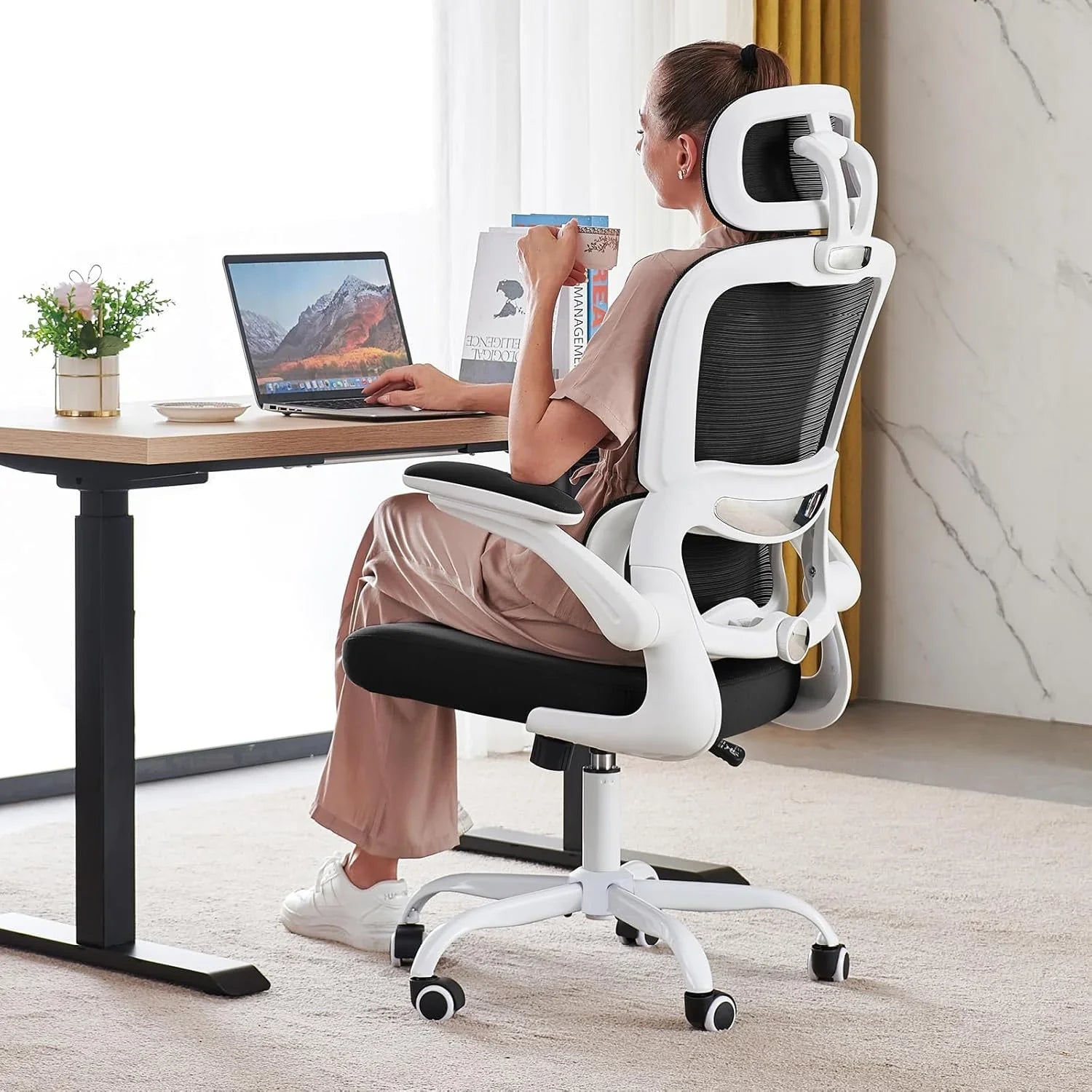 Chaise de bureau ergonomique TRALT, 150 kg, chaise de jeu à domicile avec roulettes