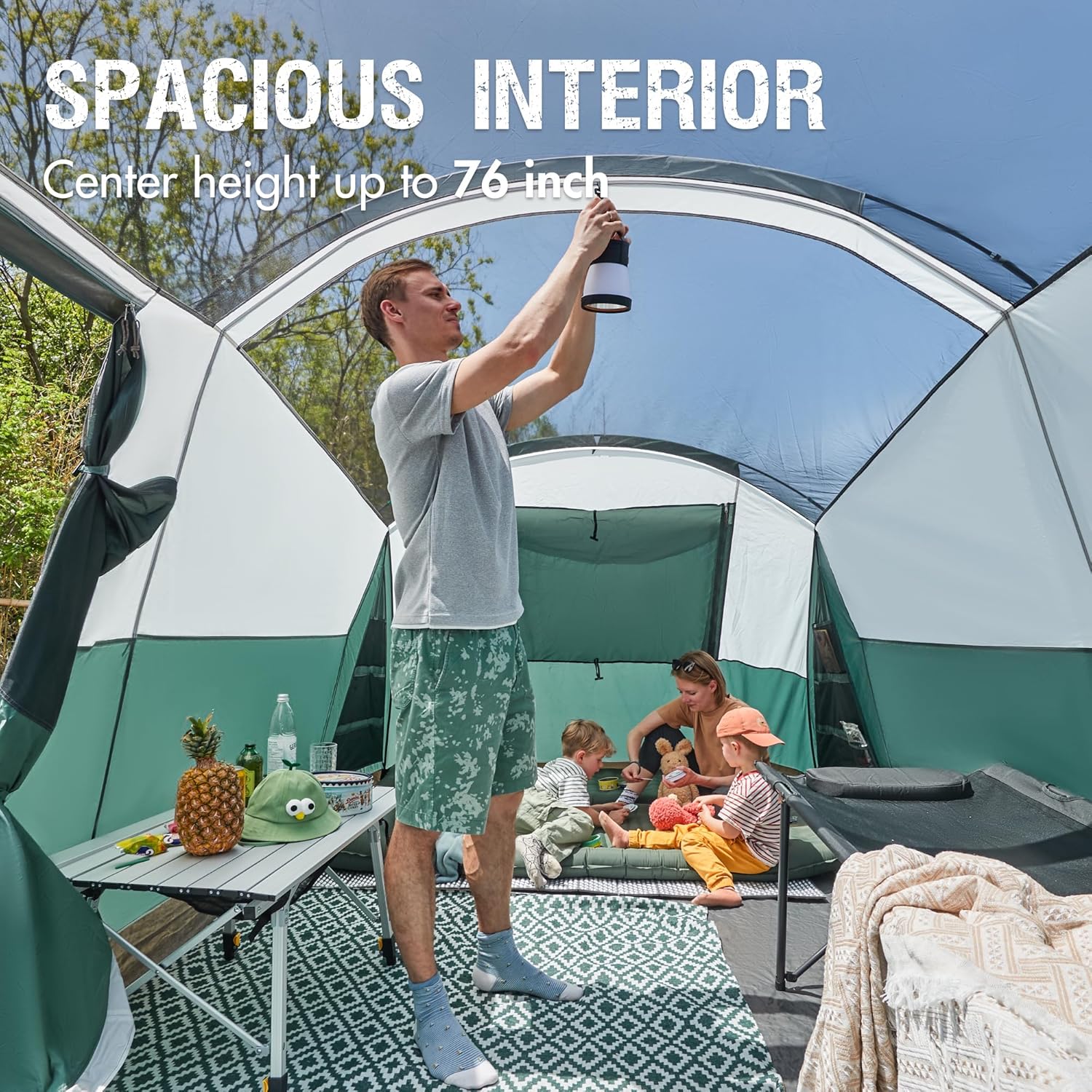 Tente de camping familiale PORTAL 6/8/10 personnes avec moustiquaire, grande tente tunnel étanche