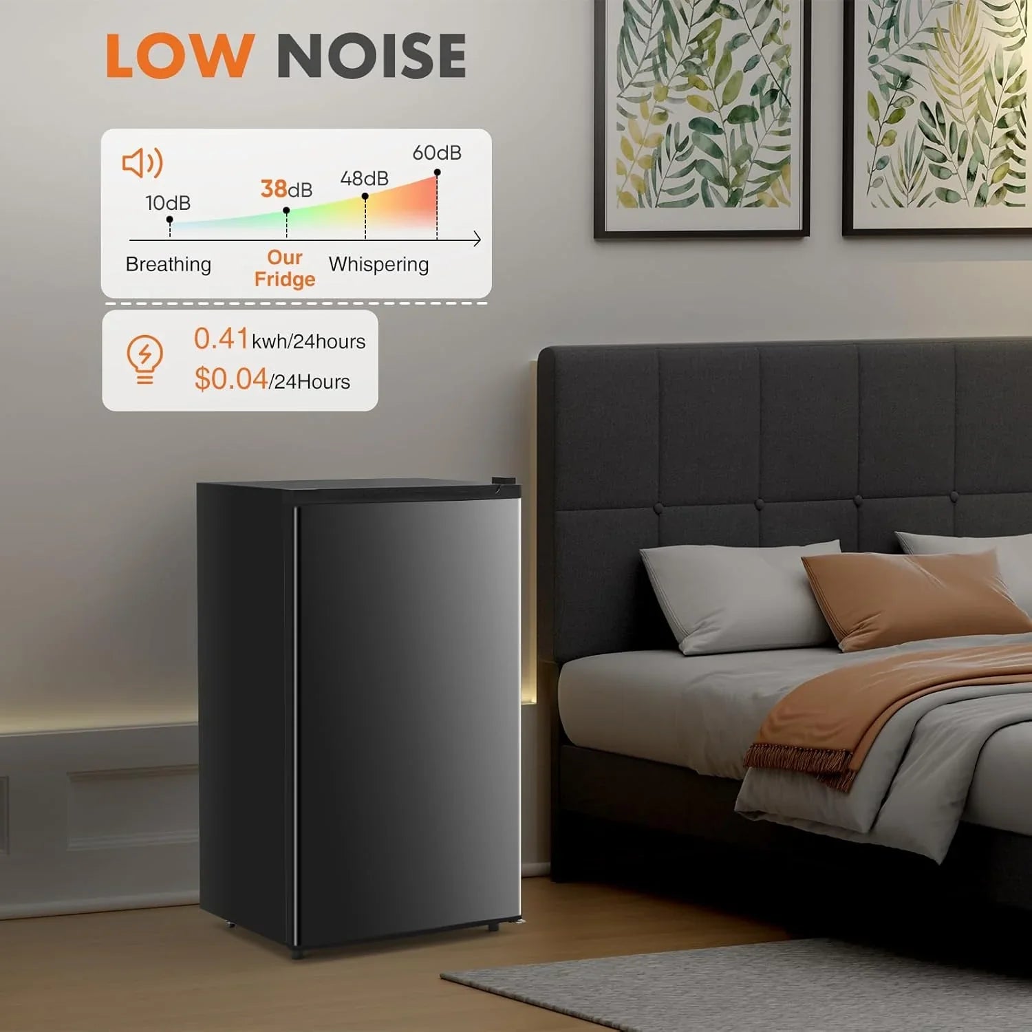 Mini-réfrigérateur Sweetcrispy de 3,2 pieds cubes avec congélateur, porte simple, thermostat réglable