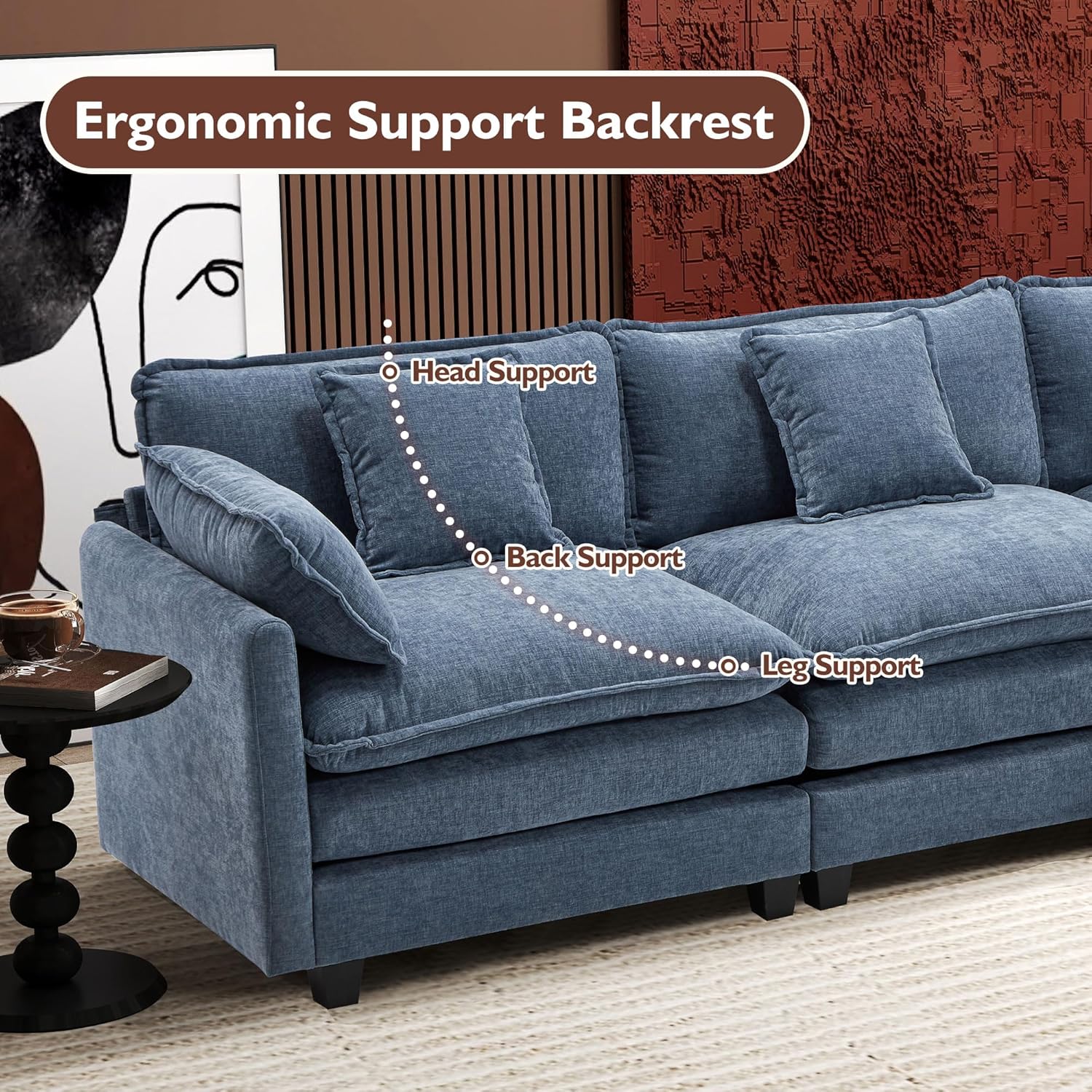 Canapé modulaire moderne en forme de U de 146 pouces d'ihanherry