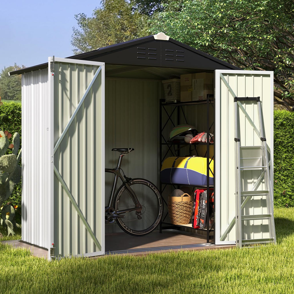 Patiowell Abri de rangement extérieur 5 x 3 pi, abri à outils avec toit en pente et porte verrouillable