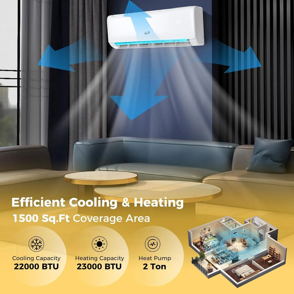 Climatiseur et chauffage mini-split Costway 12 000 BTU, 20 SEER2 115 V, unité de climatisation murale sans conduit, refroidit les pièces jusqu'à 750 pi²