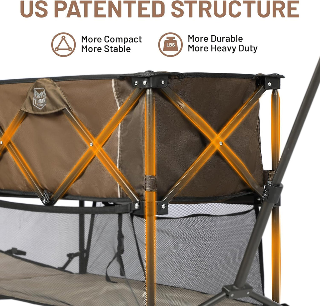 Chariot pliable à deux étages de grande capacité de 400 L avec freins, chariot extra-long de 54 pouces, chariot pliable robuste de 450 livres