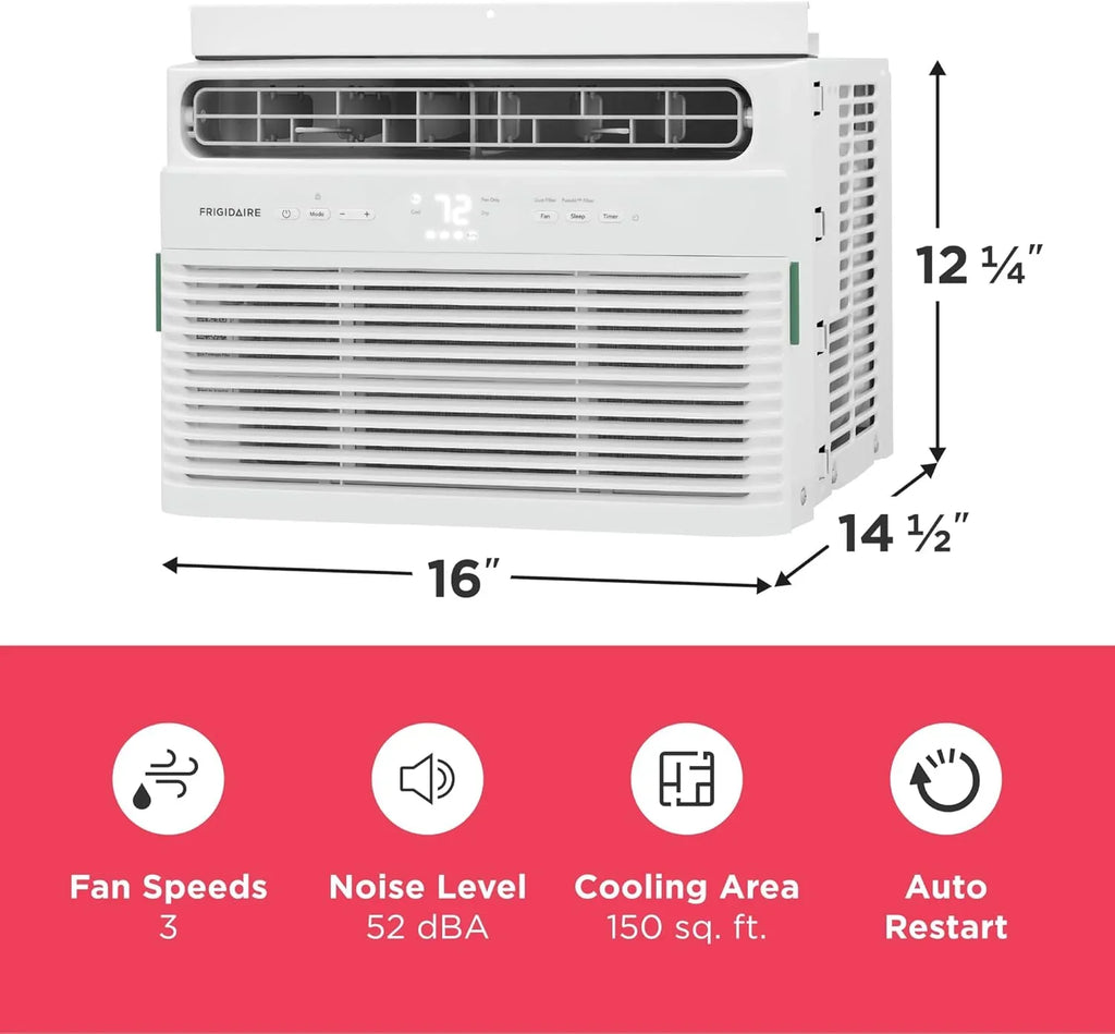 Climatiseur de fenêtre Frigidaire 5 000 BTU avec télécommande, refroidit jusqu'à 150 pi², fonctionnement silencieux