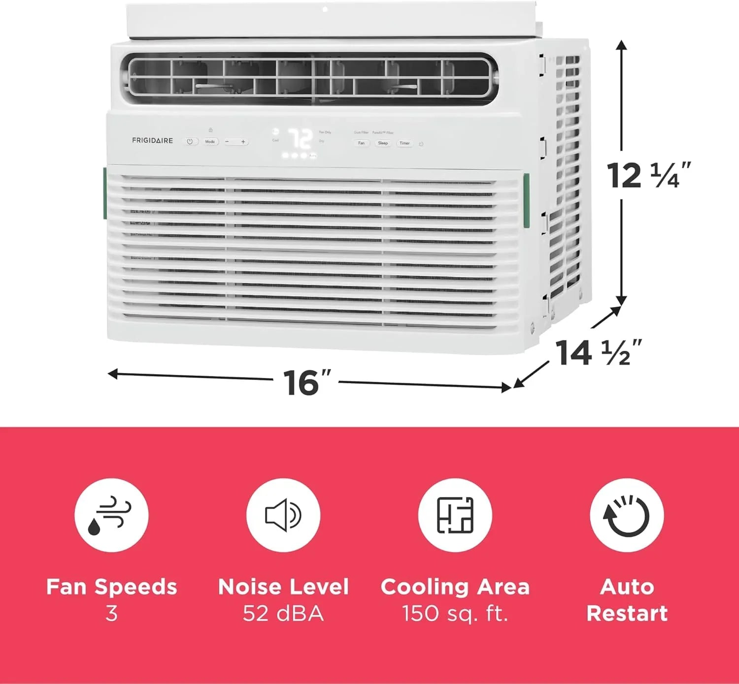 Climatiseur de fenêtre Frigidaire 5 000 BTU avec télécommande, refroidit jusqu'à 150 pi², fonctionnement silencieux