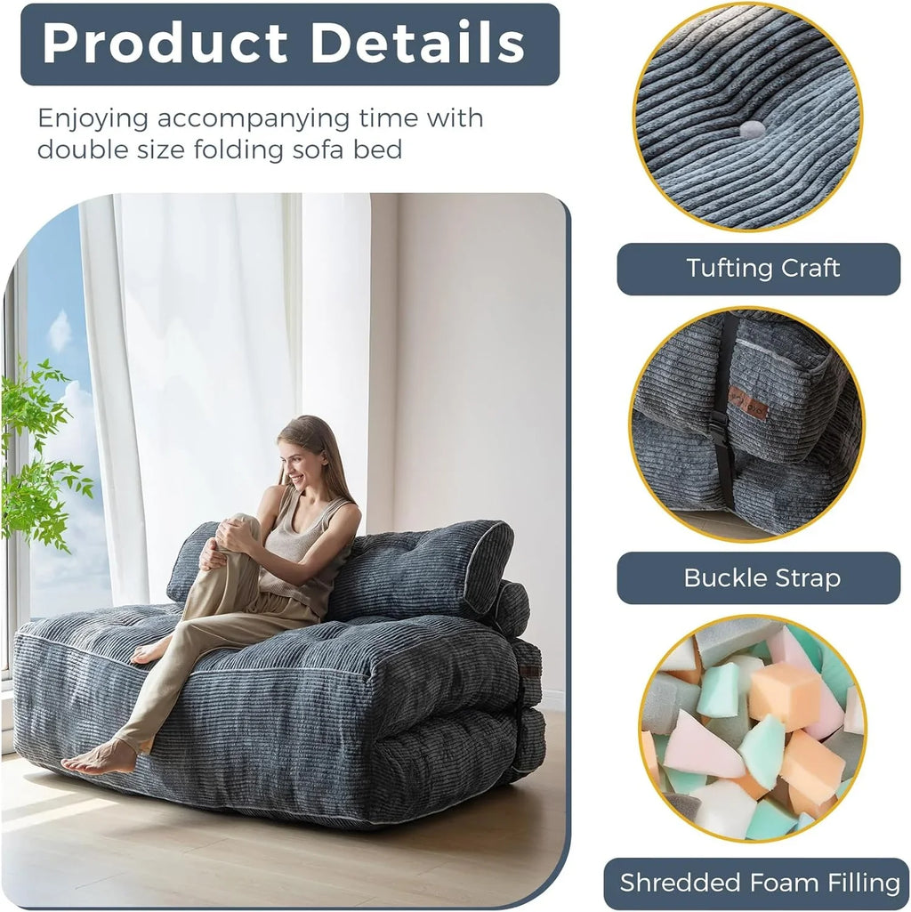 Canapé-lit pliant MAXYOYO, fauteuil convertible avec oreiller, matelas pliable avec support dorsal, fauteuil-lit pliant portable