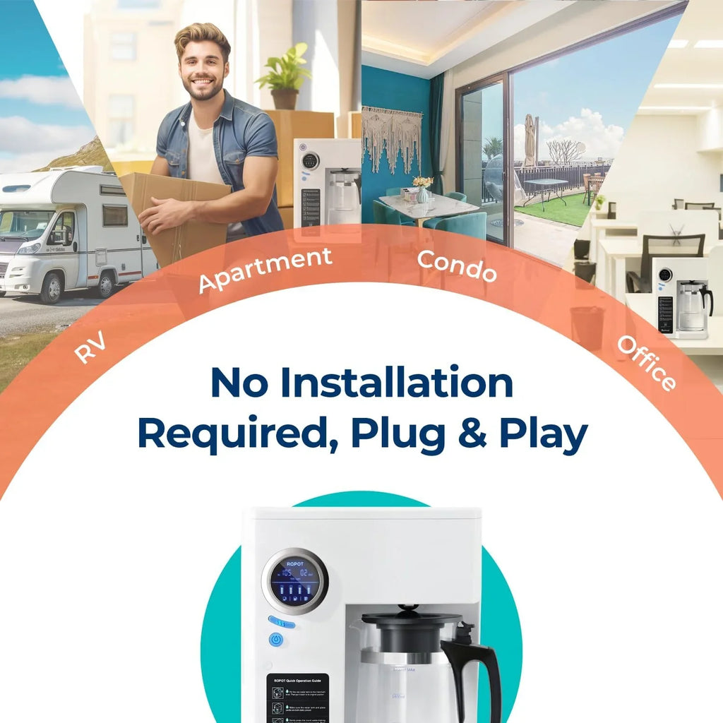 Système d'osmose inverse Bluevua RO100ROPOT-UV, purificateur d'eau de comptoir - Purification en 6 étapes