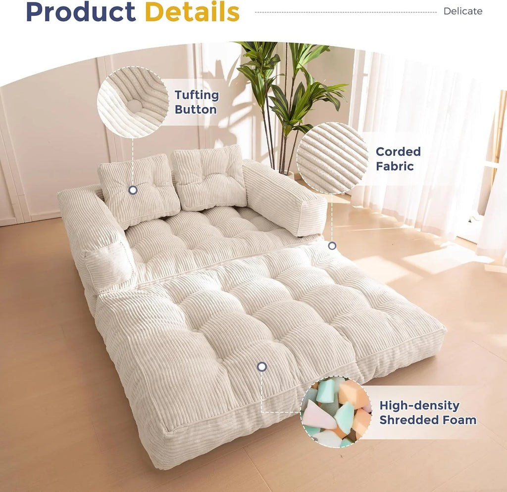 Canapé-lit pliant, canapé-lit convertible en L avec accoudoirs et oreillers