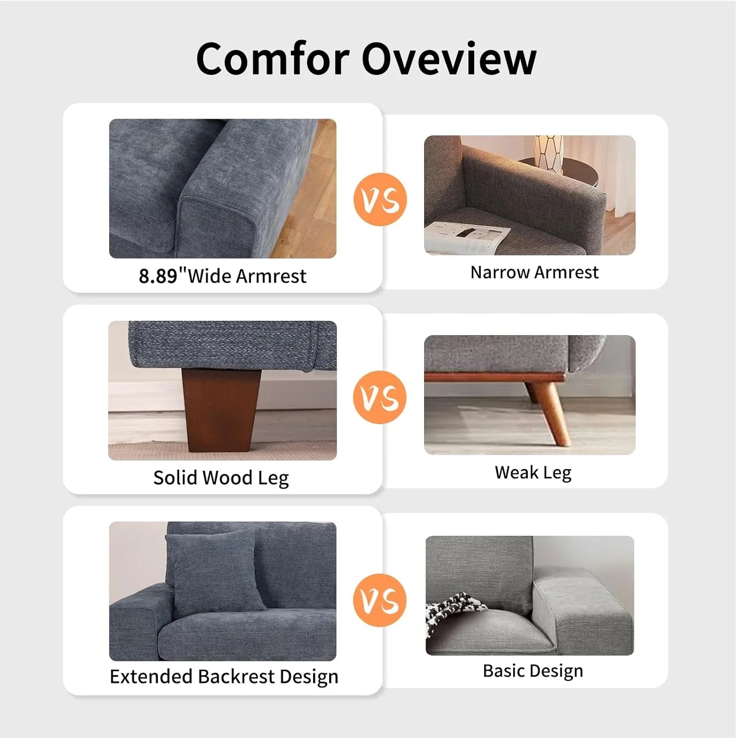 DOPEDIO tweepersoonsbank voor de woonkamer, chenille fauteuil, afneembaar, massief houten frame 