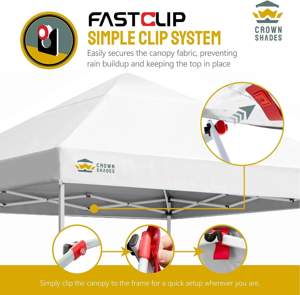 Auvent pop-up 10x10 - Installation en un clic - Tente de plage - Parasol extérieur avec dessus argenté, 3 hauteurs et 4 poches à sable