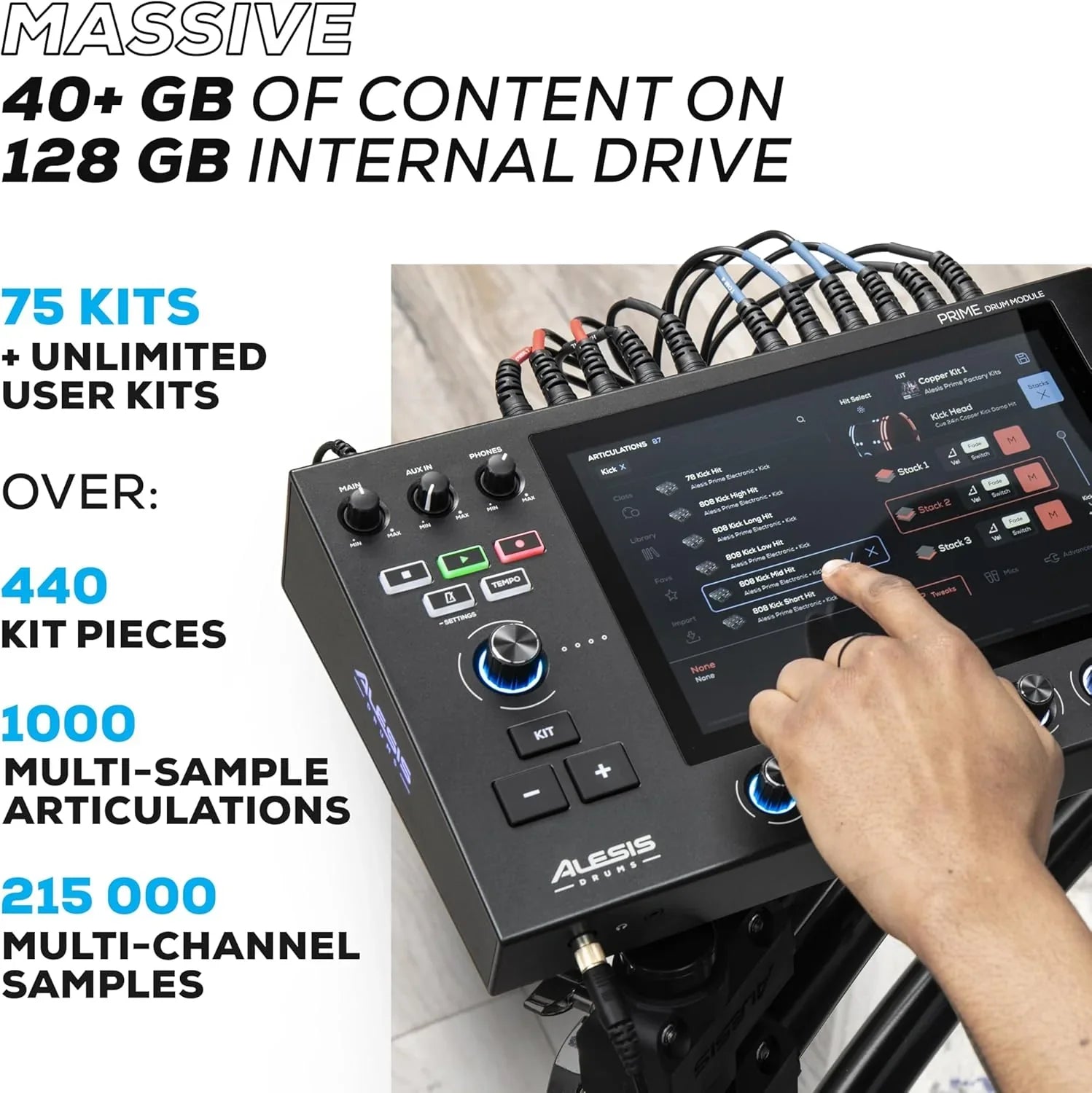 Batterie électronique Alison Strata Prime avec écran tactile et tête à grille double zone