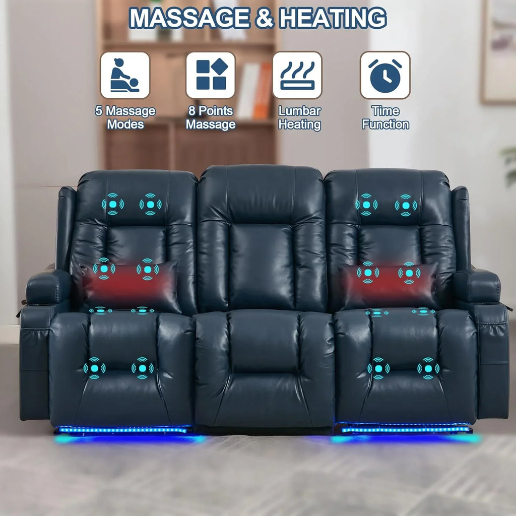 Canapé inclinable électrique TUNYI avec fonctions massage et chauffage, siège home cinéma avec console, canapé inclinable électrique pour camping-car