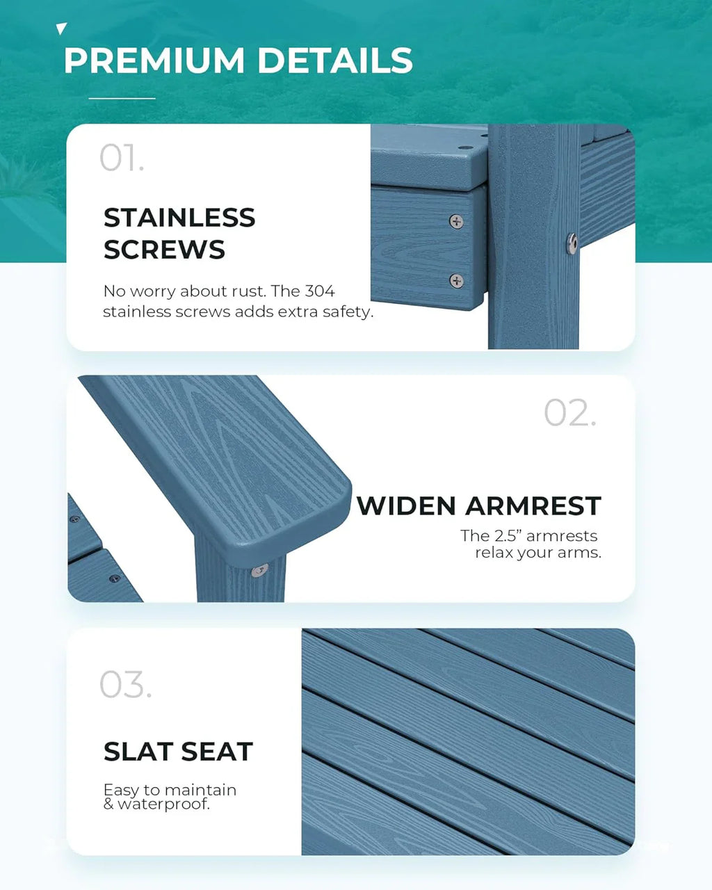 Ensemble de salle à manger d'extérieur en PEHD, 7 pièces, avec table découpée pour parasol et 6 chaises