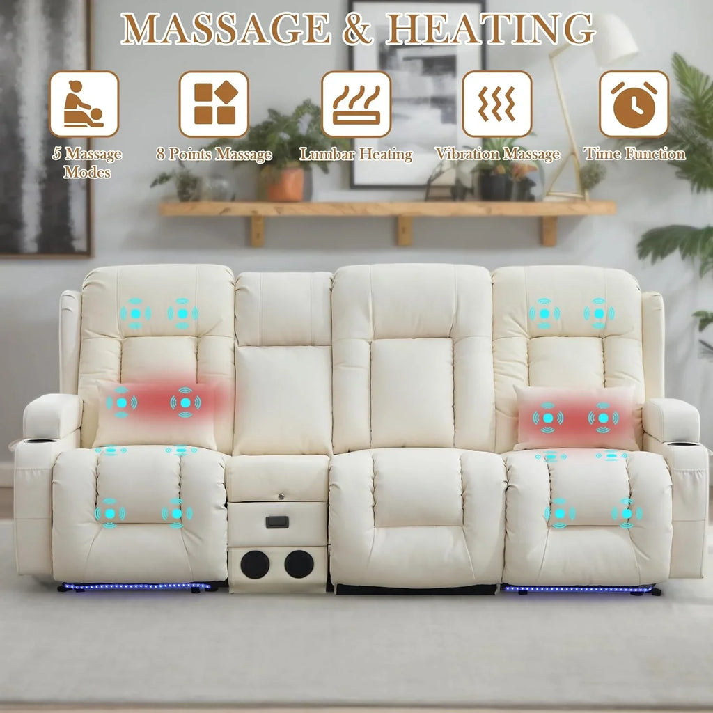 Canapé inclinable électrique TUNYI avec fonctions massage et chauffage, siège home cinéma avec console, canapé inclinable électrique pour camping-car