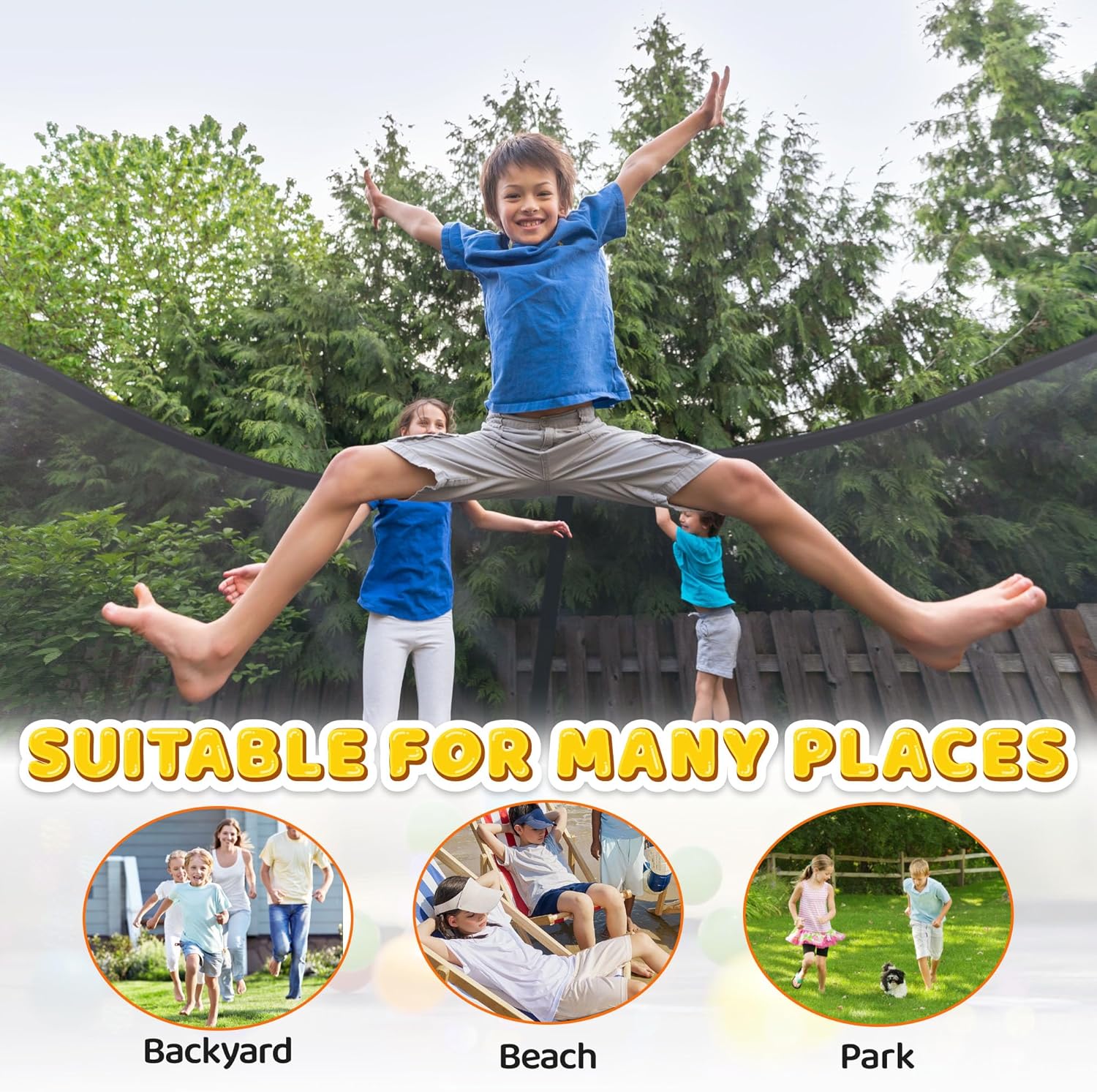 Trampoline Trampoline de loisirs avec filet de clôture et échelle, trampoline d'extérieur antirouille pour enfants et adultes