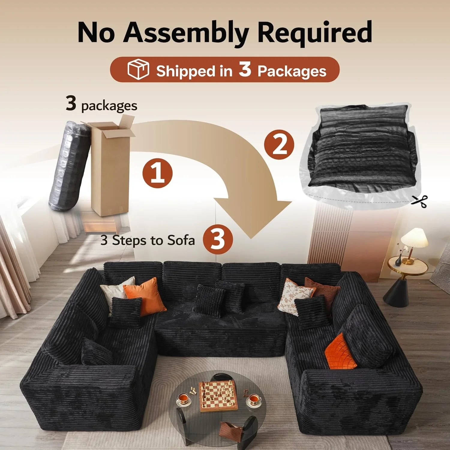 Canapé Ovios 104" Cloud Section Fauteuil en L, canapé modulaire moderne