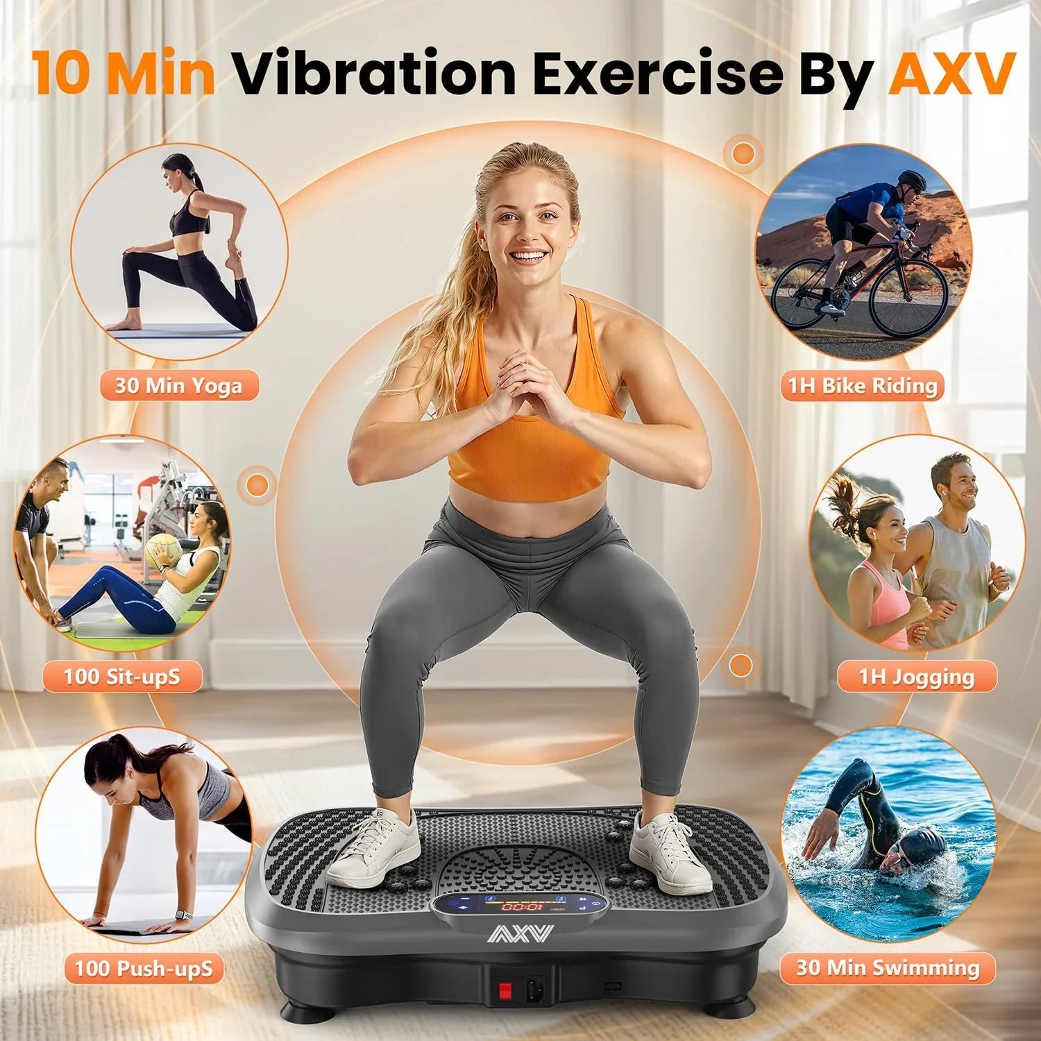 Plateforme de fitness à plateforme vibrante AXV Convient aux hommes et aux femmes pour perdre du poids et brûler les graisses à la salle de sport