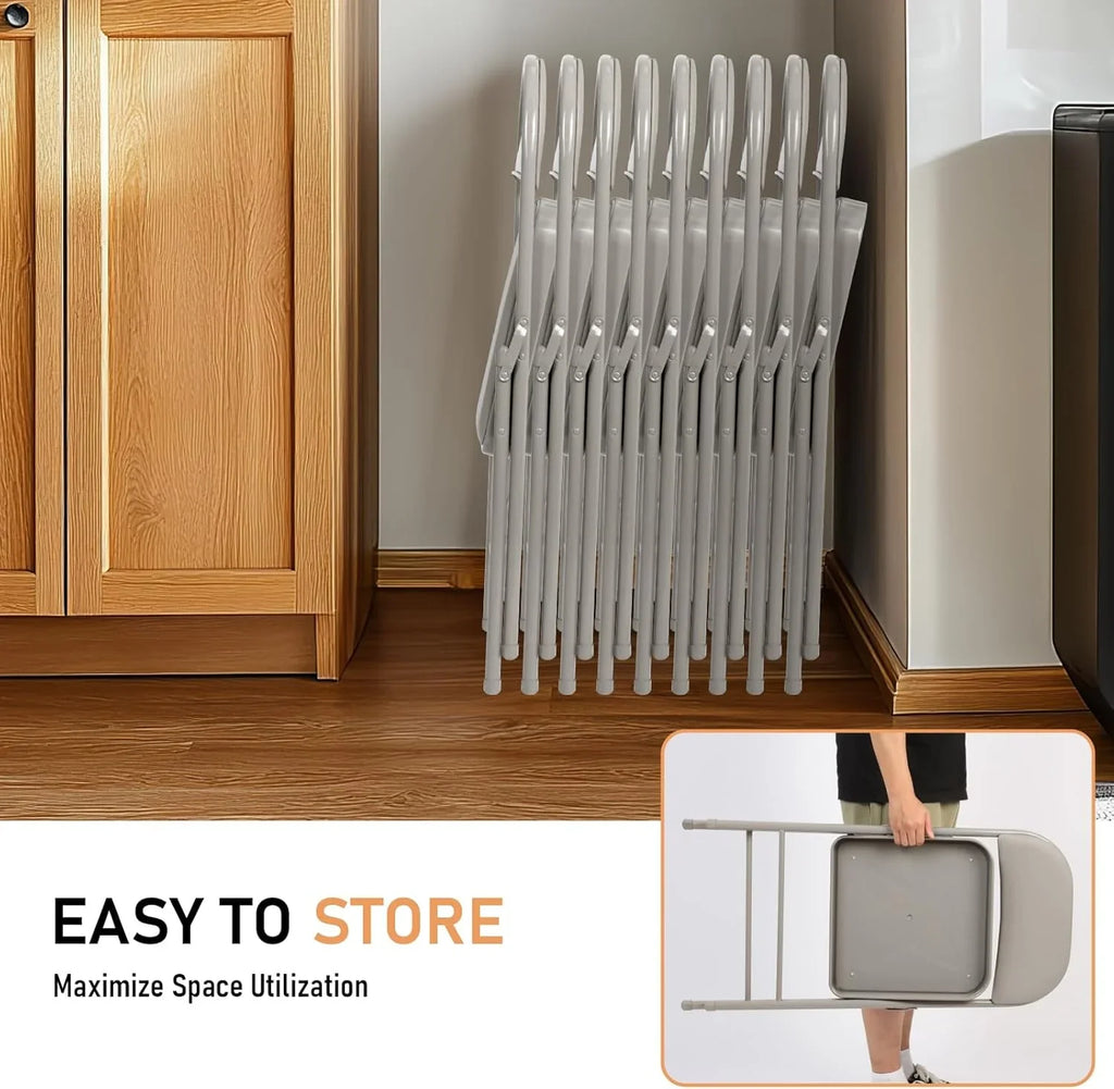 Lot de 6 chaises pliantes noires avec chaises en cuir pour événements intérieurs et extérieurs, chaises rembourrées pour bureau, mariage, fête