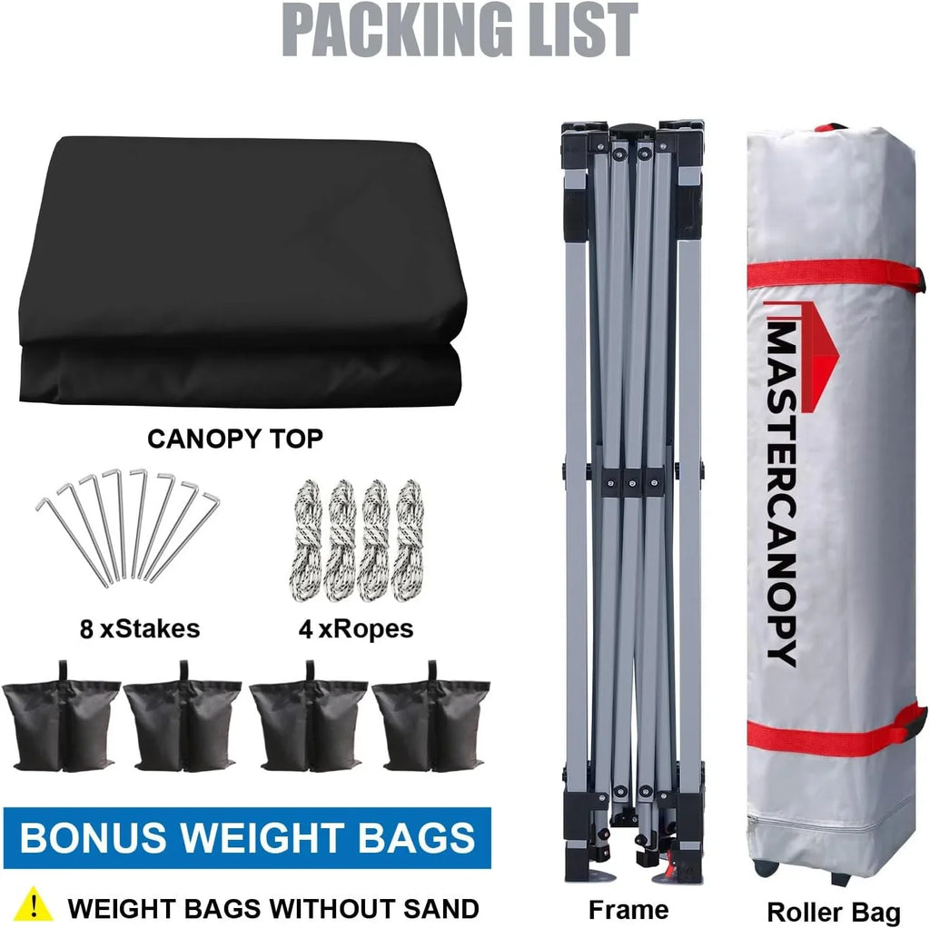 Tente pop-up robuste avec sac à roulettes (10 x 10, noir)