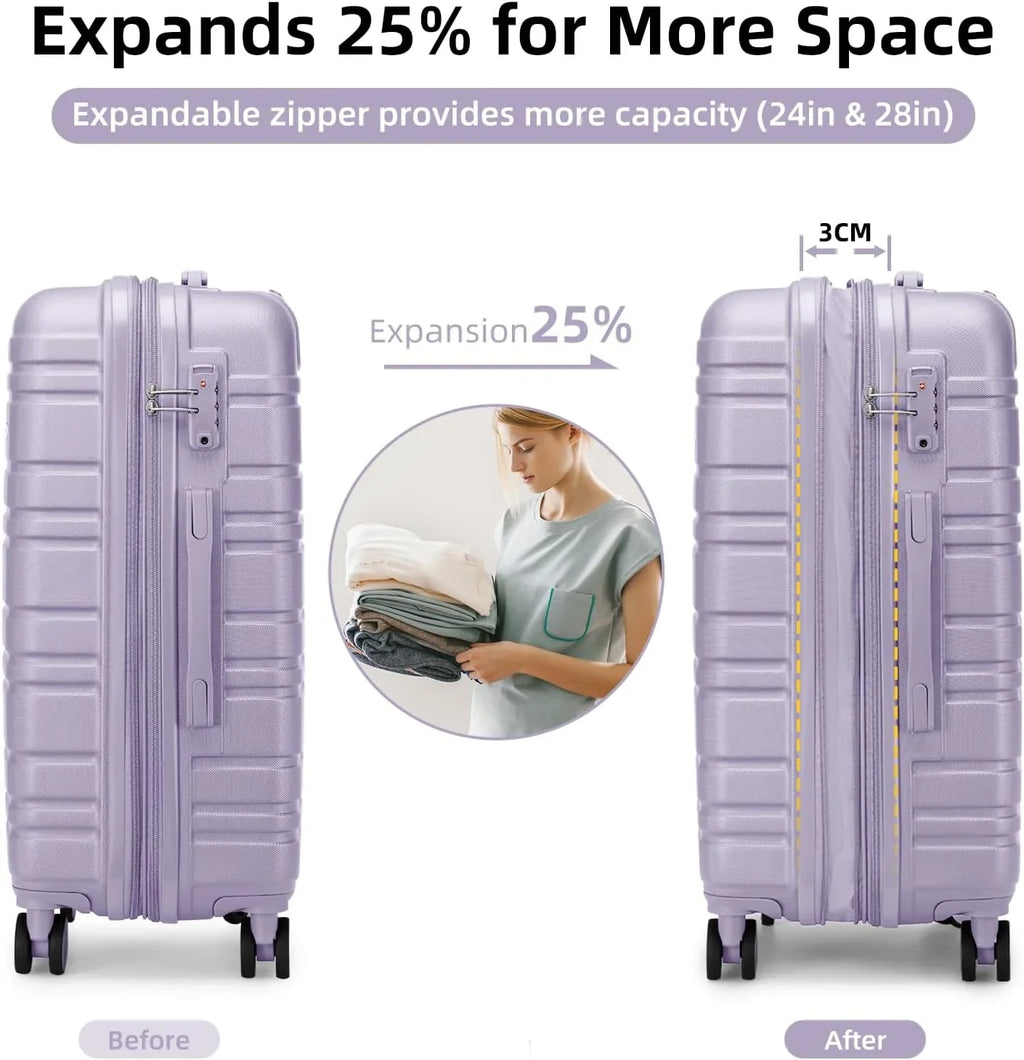 Ensemble de bagages 6 pièces, ensemble de valises rigides extensibles avec roulettes pivotantes, ensemble de bagages à roulettes légers