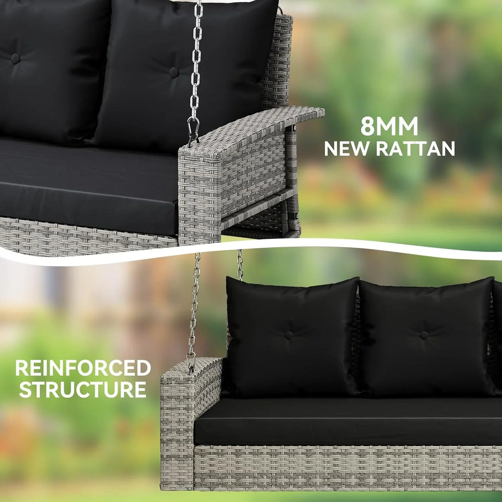 YITAHOME Balancelle suspendue pour porche, 3 places, banc d'extérieur en osier