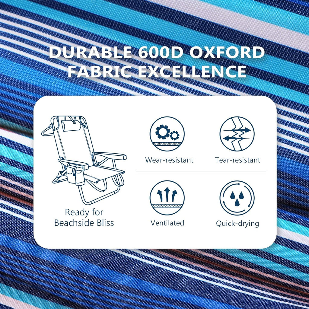 Lot de 2 chaises de plage compactes et portables pour adultes, en aluminium, 5 positions, avec pochette isotherme