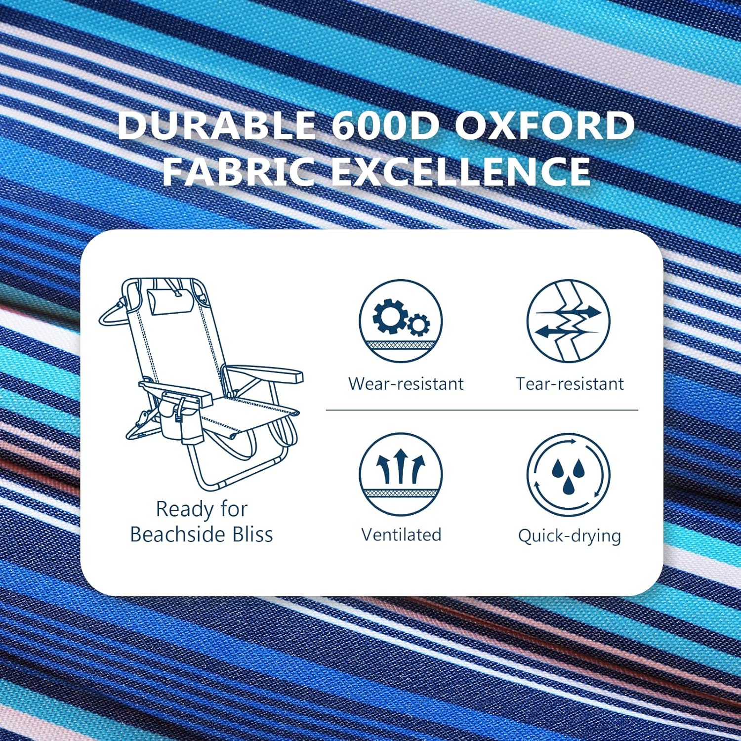 Lot de 2 chaises de plage compactes et portables pour adultes, en aluminium, 5 positions, avec pochette isotherme