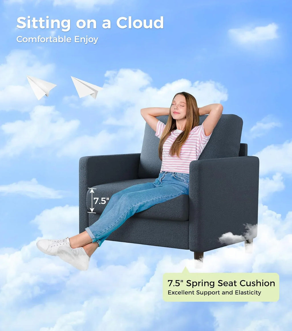 Causeuse de 51 pouces, causeuse confortable en velours côtelé