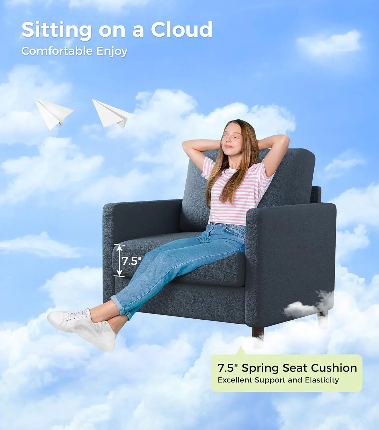 Causeuse de 51 pouces, causeuse confortable en velours côtelé