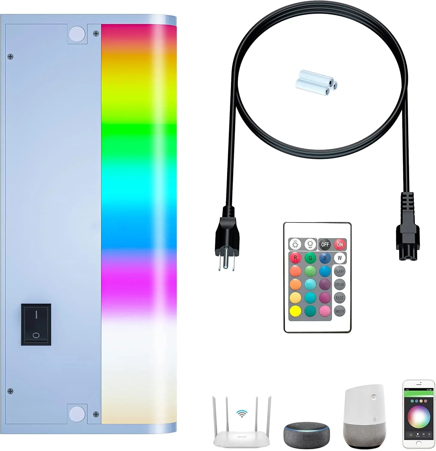 Bande lumineuse intelligente sous meuble, blanche et à intensité variable