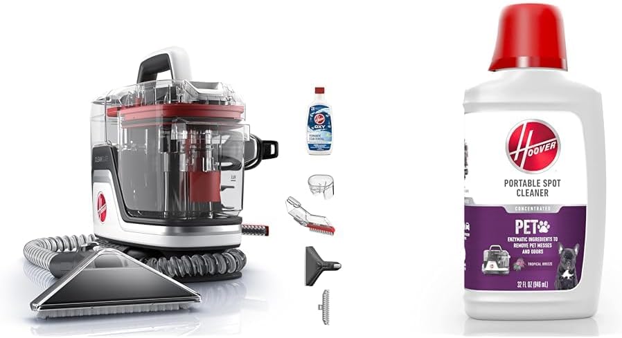 Nettoyeur de tapis et de tissus d'ameublement portable Hoover CleanSlate Plus avec aspiration puissante et plusieurs outils