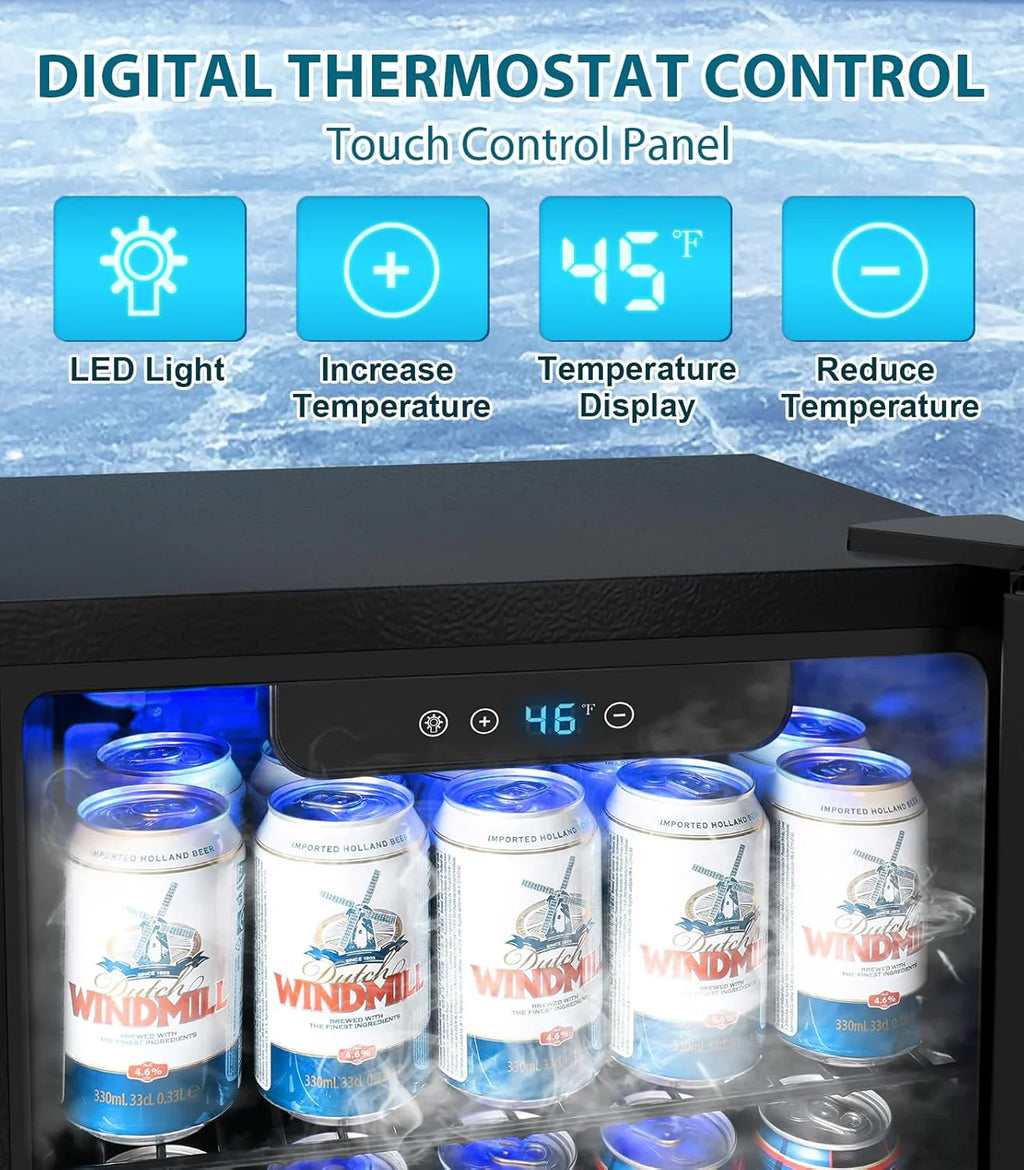 Mini-réfrigérateur 130 canettes, 3,2 pi³, pour boissons, sodas, vin, bière, température réglable pour le bureau et la maison.