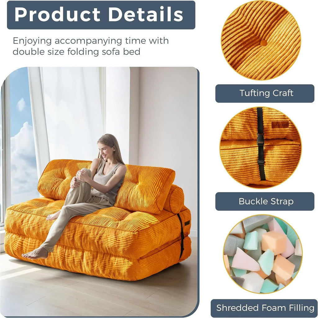 Canapé-lit pliant MAXYOYO, fauteuil convertible avec oreiller, matelas pliable avec support dorsal, fauteuil-lit pliant portable