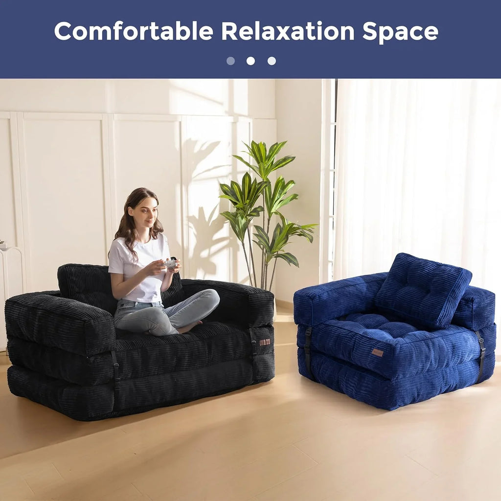 Canapé-lit pliant, canapé-lit convertible en L avec accoudoirs et oreillers