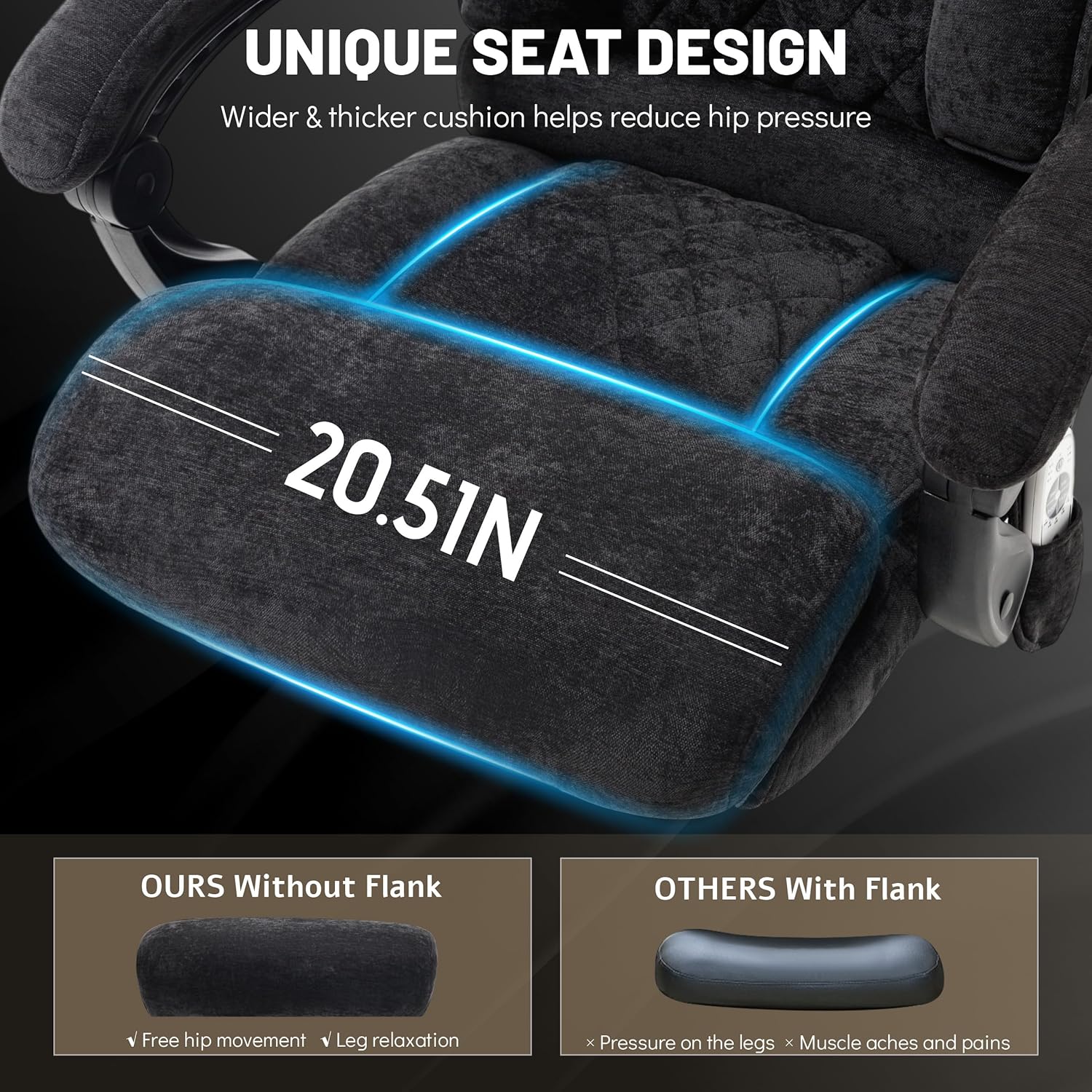 Chaise de bureau de massage avec repose-pieds, grande et haute chaise de bureau en cuir 500 lb