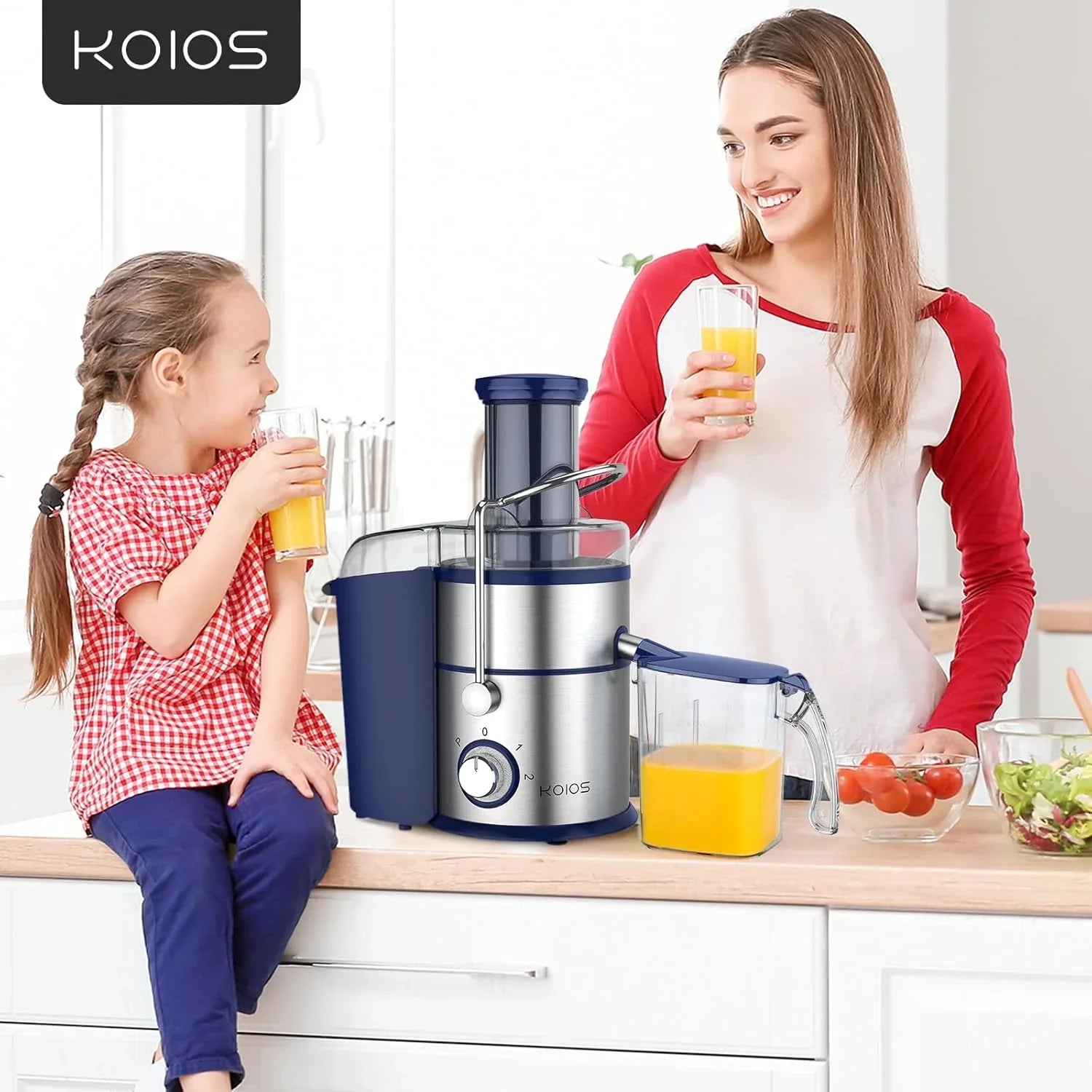 Centrifugeuse KOIOS 1 300 W avec goulotte d'alimentation extra large de 7,6 cm et filtre en titane